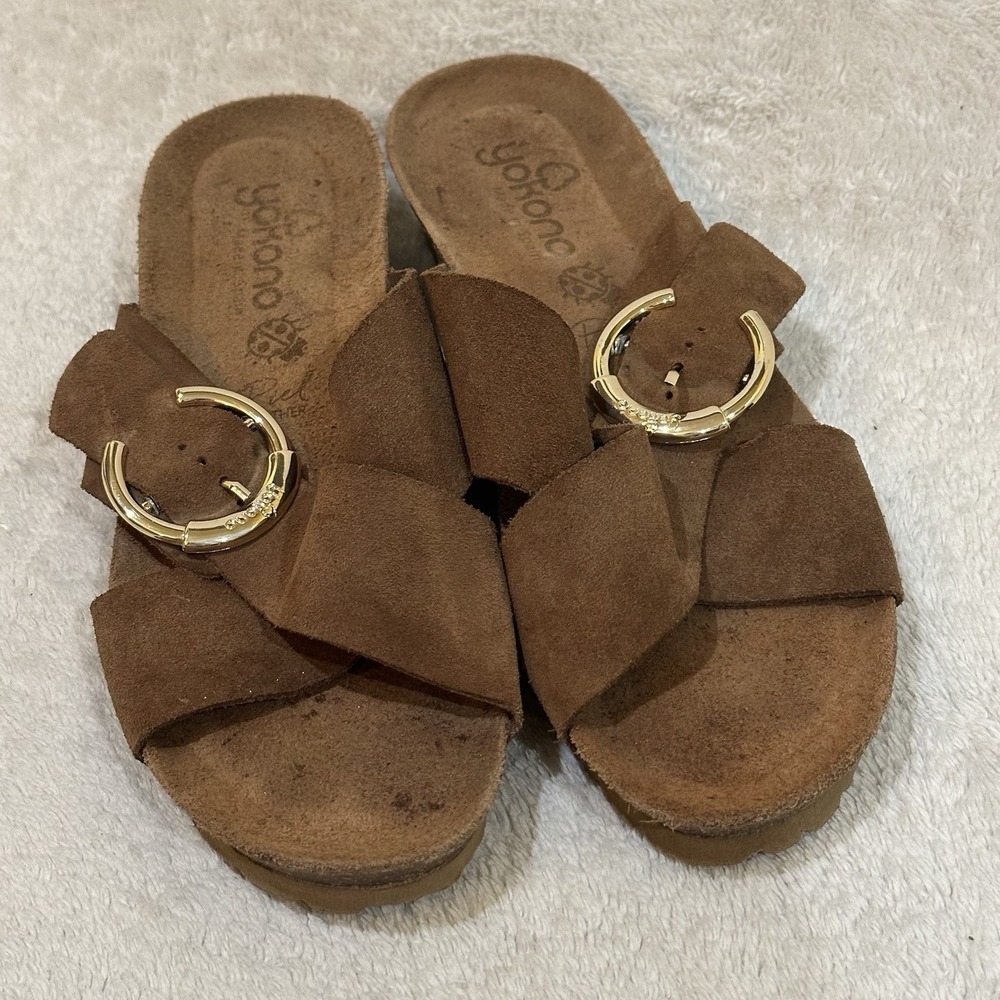 Yokono Cross Strap Sandals Women's Size 9 Brown Leather Made in‎ Spain
